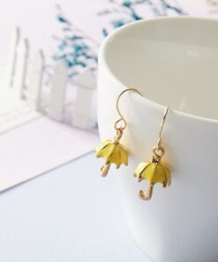 吊耳環 - 黃色小傘